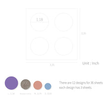Load image into Gallery viewer, Monolike Circle Stickers - Solid Round Dot Large Size A + B Set, 12 type stickers 36 Sheets