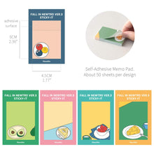 Load image into Gallery viewer, Monolike Fall in newtro Ver.3 Sticky-it - 5p Set Self-Adhesive Memo Pad 50 Sheets