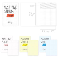 Load image into Gallery viewer, Monolike Must Have Sticky Graph 4p SET Self-Adhesive Memo Pad 80 sheets, Daily Sticky, Diary, Memo