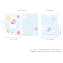 Load image into Gallery viewer, Monolike Gureum's Daily Life Letter Paper and Envelopes Set - 8Type, 32 Letter Paper + 16 Envelopes