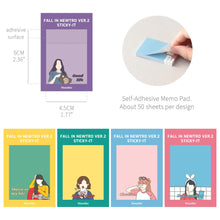 Load image into Gallery viewer, Monolike Fall in newtro Ver.2 Sticky-it - 5p Set Self-Adhesive Memo Pad 50 Sheets