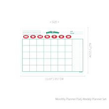 Load image into Gallery viewer, Monolike Retro Pop A4 Monthly + Weekly Planner pad, Red SET - Academic Planner, Weekly & Monthly Planner, To-do list, Note pad, Scheduler