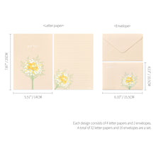Load image into Gallery viewer, Monolike Flower for you ver.2 Letter Paper and Envelopes Set - 8Type, 32 Letter Paper + 16 Envelopes