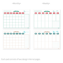 Load image into Gallery viewer, Monolike Retro Pop A4 Monthly + Weekly Planner pad, Red SET - Academic Planner, Weekly & Monthly Planner, To-do list, Note pad, Scheduler