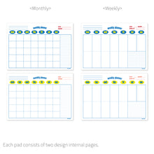 Load image into Gallery viewer, Monolike Retro Pop A4 Monthly + Weekly Planner pad, Blue SET - Academic Planner, Weekly & Monthly Planner, To-do list, Note pad, Scheduler