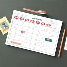 Load image into Gallery viewer, Monolike Retro Pop A4 Monthly + Weekly Planner pad, Red SET - Academic Planner, Weekly & Monthly Planner, To-do list, Note pad, Scheduler