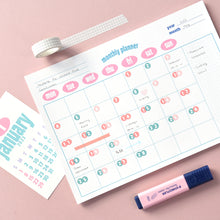Load image into Gallery viewer, Monolike Retro Pop A4 Monthly + Weekly Planner pad, Pink SET - Academic Planner, Weekly & Monthly Planner, To-do list, Note pad, Scheduler
