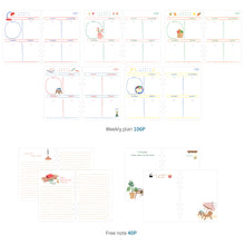 Load image into Gallery viewer, Monolike A5 Ordinary Days Diary Set, Green day - Academic Planner Weekly & Monthly Planner with PVC Cover, Zipper bag