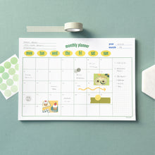 Load image into Gallery viewer, Monolike Retro Pop A4 Monthly + Weekly Planner pad, Yellow SET - Academic Planner, Weekly & Monthly Planner, To-do list, Note pad, Scheduler