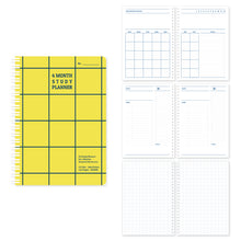 Load image into Gallery viewer, Monolike Checkers 4 Month Study Planner, Yellow - Academic Planner, Weekly & Monthly Planner, Study plan