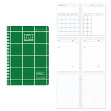 Load image into Gallery viewer, Monolike Checkers 4 Month Study Planner, Green - Academic Planner, Weekly & Monthly Planner, Study plan