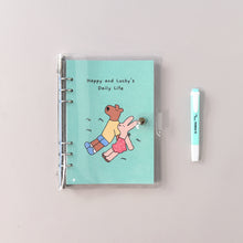 Load image into Gallery viewer, Monolike A5 Happy and Lucky Diary Set, Green park - Academic Planner Weekly & Monthly Planner with PVC Cover, Zipper bag