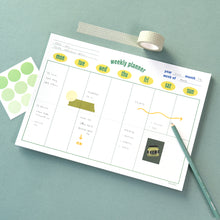 Load image into Gallery viewer, Monolike Retro Pop A4 Monthly + Weekly Planner pad, Yellow SET - Academic Planner, Weekly & Monthly Planner, To-do list, Note pad, Scheduler