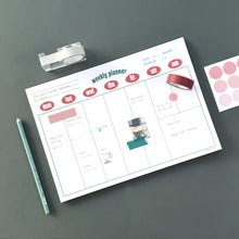 Load image into Gallery viewer, Monolike Retro Pop A4 Monthly + Weekly Planner pad, Red SET - Academic Planner, Weekly & Monthly Planner, To-do list, Note pad, Scheduler