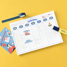 Load image into Gallery viewer, Monolike Retro Pop A4 Monthly + Weekly Planner pad, Blue SET - Academic Planner, Weekly & Monthly Planner, To-do list, Note pad, Scheduler