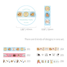 Load image into Gallery viewer, Monolike Happy and Lucky 6 Rolls Design Washi Tape SET, 15mm Decorative Masking Tape, DIY Craft Scrapbooking Gift Wrapping Planner