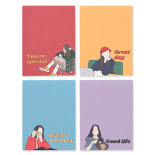 Load image into Gallery viewer, Monolike Memopad Newtro design A SET - 4 Packs, 4 Different Designs, 100 Sheets Per Pad, Total 400 Sheets, Note pads, Writing pads, 3.15 x 4.17 Inches