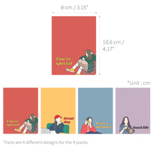 Load image into Gallery viewer, Monolike Memopad Newtro design A SET - 4 Packs, 4 Different Designs, 100 Sheets Per Pad, Total 400 Sheets, Note pads, Writing pads, 3.15 x 4.17 Inches