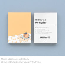 Load image into Gallery viewer, Monolike Memopad Memories design B SET - 4 Packs, 4 Different Designs, 100 Sheets Per Pad, Total 400 Sheets, Note pads, Writing pads, 3.15 x 4.17 Inches