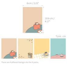 Load image into Gallery viewer, Monolike Memopad Memories design B SET - 4 Packs, 4 Different Designs, 100 Sheets Per Pad, Total 400 Sheets, Note pads, Writing pads, 3.15 x 4.17 Inches