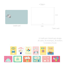 Load image into Gallery viewer, Monolike Day-by-day Card, Pop pop birthday Ver.2 - Mix 36 Mini Postcards, 36 envelopes, 36 stickers Package