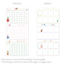 Load image into Gallery viewer, Monolike Ordinary days A4 Monthly + Weekly Planner pad, Little pot+Duck SET - Academic Planner, Weekly & Monthly Planner, To-do list, Note pad, Scheduler