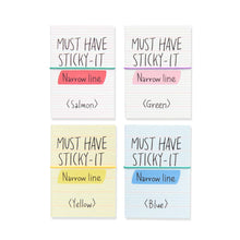 Load image into Gallery viewer, Monolike Must Have Sticky Narrow line 4p SET Self-Adhesive Memo Pad 80 sheets, Daily Sticky, Diary, Memo