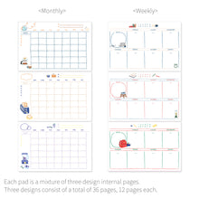 Load image into Gallery viewer, Monolike Ordinary days A4 Monthly + Weekly Planner pad, Tea time+ Laptop SET - Academic Planner, Weekly & Monthly Planner, To-do list, Note pad, Scheduler