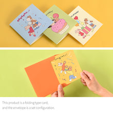 Load image into Gallery viewer, Monolike PAPER THINGS L , Happy and Lucky Birthday 6P A SET - Greeting card, Folding card, Cards Assortment, Birthday, Thinking of You, 6 cards + 6envelopes, 135x135mm
