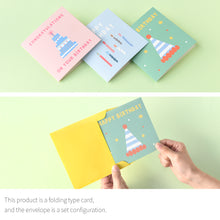 Load image into Gallery viewer, Monolike PAPER THINGS L , POP POP BIRTHDAY 6P A SET - Greeting card, Folding card, Cards Assortment, Birthday, Thinking of You, 6 cards + 6envelopes, 135x135mm