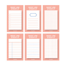 Load image into Gallery viewer, Monolike Basic Line Orange Sticky-it - 6p Set Self-Adhesive Memo Pad 50 Sheets