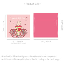 Load image into Gallery viewer, Monolike PAPER THINGS L , Happy and Lucky Birthday 6P B SET - Greeting card, Folding card, Cards Assortment, Birthday, Thinking of You, 6 cards + 6envelopes, 135x135mm