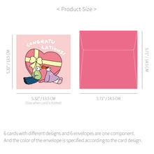 Load image into Gallery viewer, Monolike PAPER THINGS L , Olly Molly Birthday 6P B SET - Greeting card, Folding card, Cards Assortment, Birthday, Thinking of You, 6 cards + 6envelopes, 135x135mm