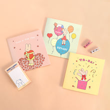 Load image into Gallery viewer, Monolike PAPER THINGS L , Happy and Lucky Birthday 6P B SET - Greeting card, Folding card, Cards Assortment, Birthday, Thinking of You, 6 cards + 6envelopes, 135x135mm