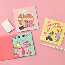 Load image into Gallery viewer, Monolike PAPER THINGS L , Olly Molly Birthday 6P B SET - Greeting card, Folding card, Cards Assortment, Birthday, Thinking of You, 6 cards + 6envelopes, 135x135mm