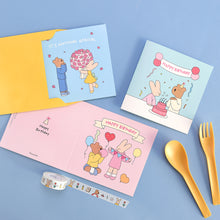 Load image into Gallery viewer, Monolike PAPER THINGS L , Happy and Lucky Birthday 6P B SET - Greeting card, Folding card, Cards Assortment, Birthday, Thinking of You, 6 cards + 6envelopes, 135x135mm