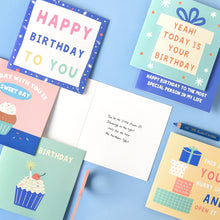 Load image into Gallery viewer, Monolike PAPER THINGS L , POP POP BIRTHDAY 6P B SET - Greeting card, Folding card, Cards Assortment, Birthday, Thinking of You, 6 cards + 6envelopes, 135x135mm