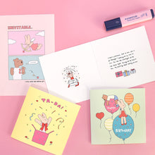 Load image into Gallery viewer, Monolike PAPER THINGS L , Happy and Lucky Birthday 6P B SET - Greeting card, Folding card, Cards Assortment, Birthday, Thinking of You, 6 cards + 6envelopes, 135x135mm