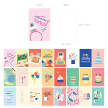 Load image into Gallery viewer, Monolike Birthday Party Single card - mix 24 pack, lovely 24 Single card