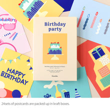 Load image into Gallery viewer, Monolike Birthday Party Single card - mix 24 pack, lovely 24 Single card