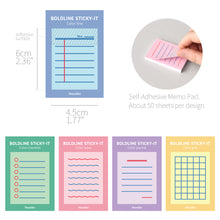 Load image into Gallery viewer, Monolike Color Boldline Sticky-It - 5p Set Self-Adhesive Memo Pad 50 Sheets