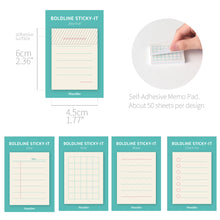 Load image into Gallery viewer, Monolike Boldline Sticky-It - 5p Set Self-Adhesive Memo Pad 50 Sheets
