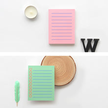 Load image into Gallery viewer, Monolike Memopad Boldline Color design SET - 4 Packs, 4 Different Designs, 100 Sheets Per Pad, Total 400 Sheets, Note pads, Writing pads, 3.15 x 4.17 Inches