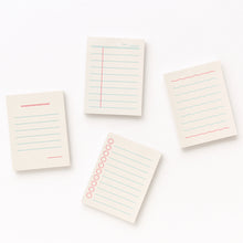 Load image into Gallery viewer, Monolike Memopad Boldline design SET - 4 Packs, 4 Different Designs, 100 Sheets Per Pad, Total 400 Sheets, Note pads, Writing pads, 3.15 x 4.17 Inches