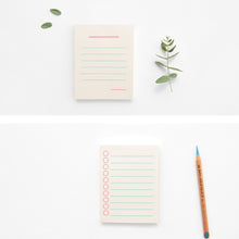 Load image into Gallery viewer, Monolike Memopad Boldline design SET - 4 Packs, 4 Different Designs, 100 Sheets Per Pad, Total 400 Sheets, Note pads, Writing pads, 3.15 x 4.17 Inches