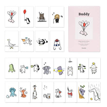 Load image into Gallery viewer, Monolike Buddy Postcards - mix 24 pack, unique and cute 24 animal Postcards