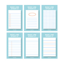 Load image into Gallery viewer, Monolike Basic Line Blue Sticky-it - 6p Set Self-Adhesive Memo Pad 50 Sheets