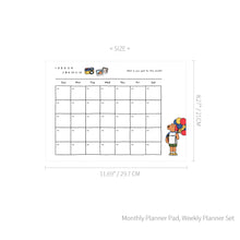 Load image into Gallery viewer, Monolike Happy and Lucky A4 Monthly + Weekly Planner pad, Camera + Bicycle SET - Academic Planner, Weekly & Monthly Planner, To-do list, Note pad, Scheduler