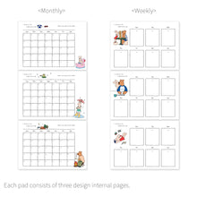 Load image into Gallery viewer, Monolike Happy and Lucky A4 Monthly + Weekly Planner pad, Camping + Reading SET - Academic Planner, Weekly & Monthly Planner, To-do list, Note pad, Scheduler