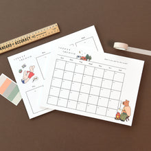 Load image into Gallery viewer, Monolike Happy and Lucky A4 Monthly + Weekly Planner pad, Camping + Reading SET - Academic Planner, Weekly & Monthly Planner, To-do list, Note pad, Scheduler